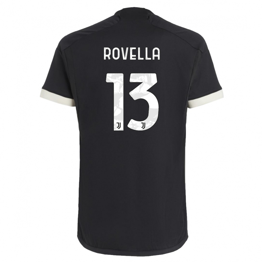 キッズフットボールニコロ・ロヴェッラ#13黒サードユニフォームシャツ2023/24ジャージーユニフォーム