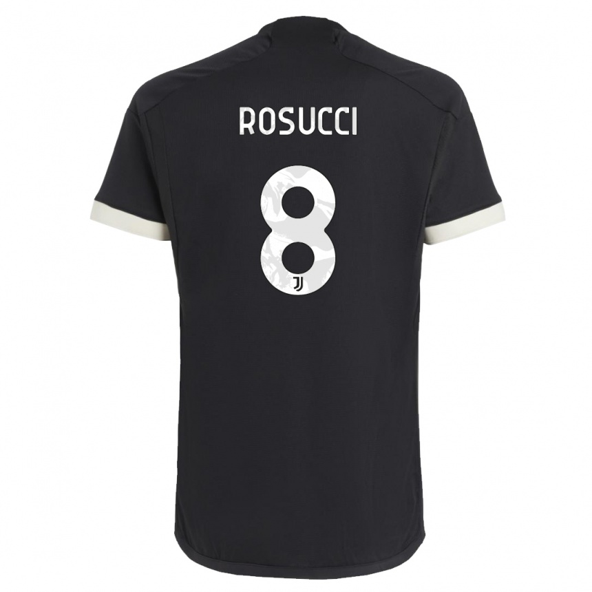 キッズフットボールマルティナ・ロスッチ#8黒サードユニフォームシャツ2023/24ジャージーユニフォーム