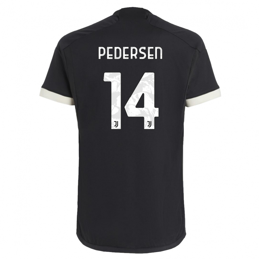 キッズフットボールソフィー・ユンゲ・ペダーセン#14黒サードユニフォームシャツ2023/24ジャージーユニフォーム