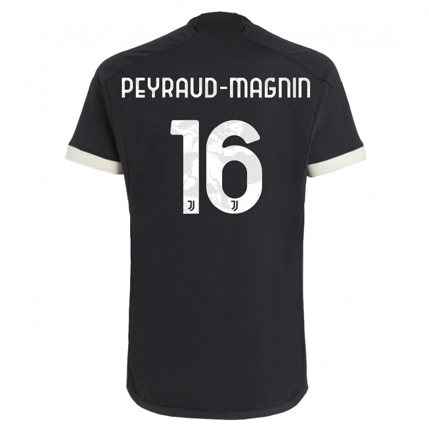 キッズフットボールポーリーヌ・ペロー＝マニャン#16黒サードユニフォームシャツ2023/24ジャージーユニフォーム