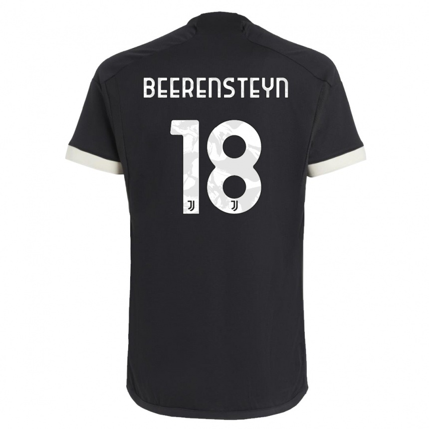 キッズフットボールリネト・ベーレンスタイン#18黒サードユニフォームシャツ2023/24ジャージーユニフォーム