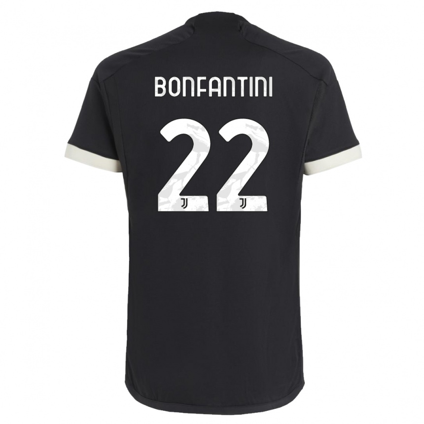 キッズフットボールアニェーゼ・ボンファンティーニ#22黒サードユニフォームシャツ2023/24ジャージーユニフォーム
