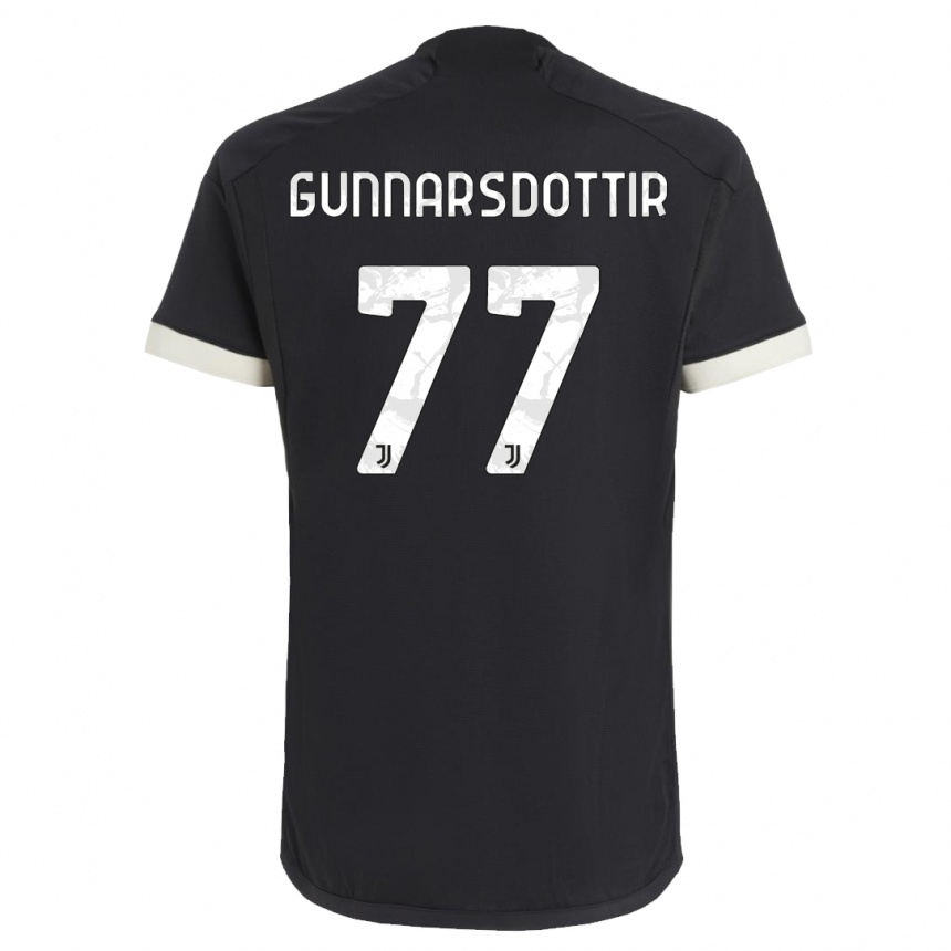 キッズフットボールサラ・ビョーク・グンナルスドッティル#77黒サードユニフォームシャツ2023/24ジャージーユニフォーム