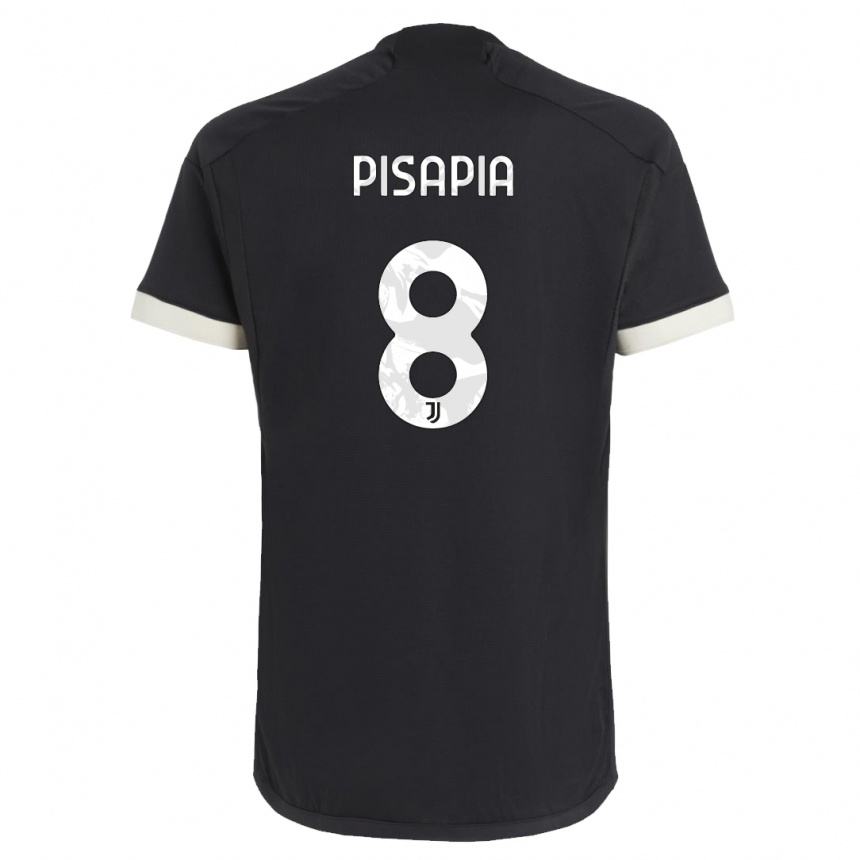 キッズフットボールルチアーノピサピア#8黒サードユニフォームシャツ2023/24ジャージーユニフォーム