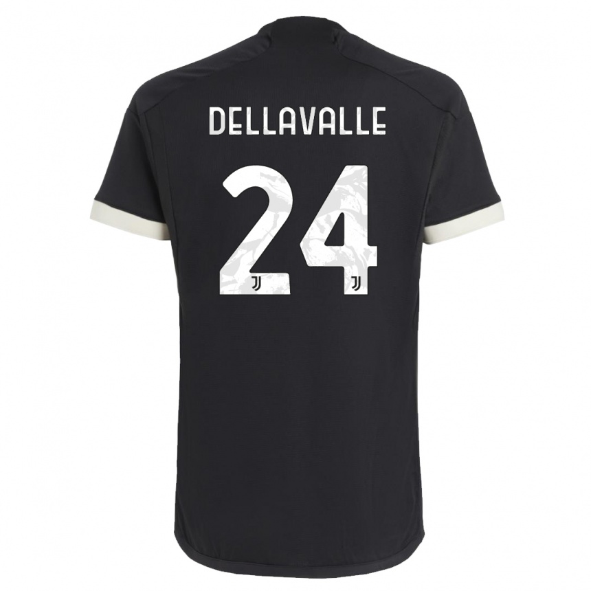 キッズフットボールロレンツォ・デラヴァレ#24黒サードユニフォームシャツ2023/24ジャージーユニフォーム