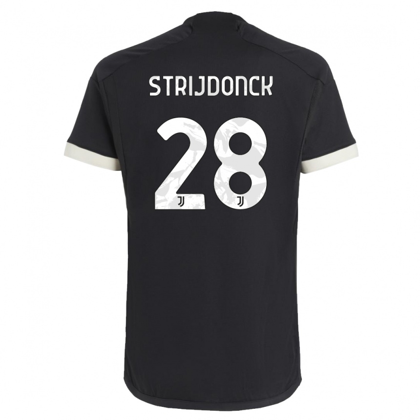 キッズフットボールバイロン・ストライドンク#28黒サードユニフォームシャツ2023/24ジャージーユニフォーム