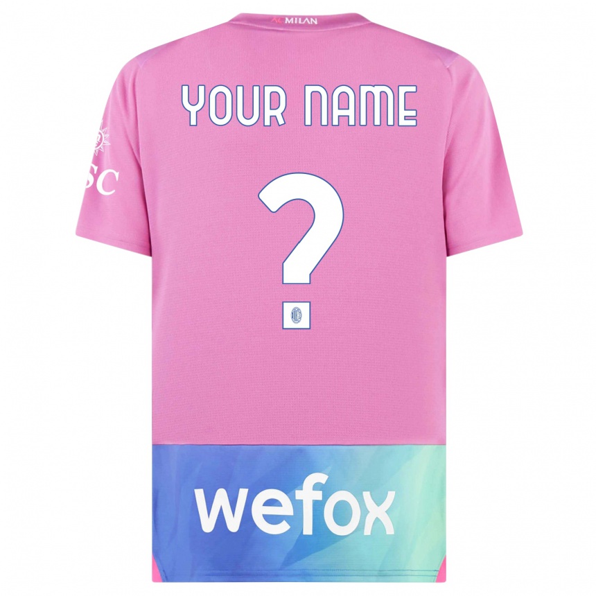 キッズフットボールあなたの名前#0ピンクパープルサードユニフォームシャツ2023/24ジャージーユニフォーム