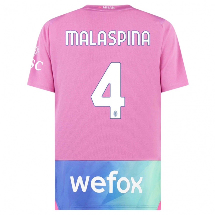 キッズフットボールマッティア・マラスピーナ#4ピンクパープルサードユニフォームシャツ2023/24ジャージーユニフォーム