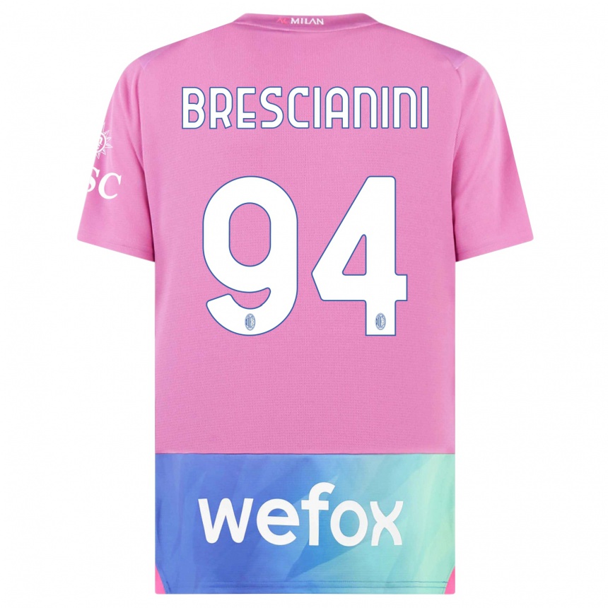 キッズフットボールマルコ・ブレシャニーニ#94ピンクパープルサードユニフォームシャツ2023/24ジャージーユニフォーム
