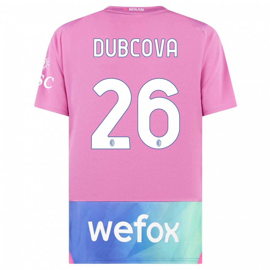 キッズフットボールミカエラ・ドゥブコワ#26ピンクパープルサードユニフォームシャツ2023/24ジャージーユニフォーム
