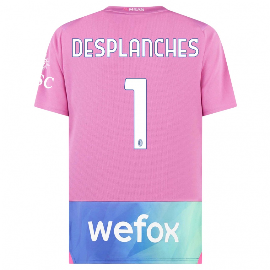 キッズフットボールセバスティアーノ・デプランシュ#1ピンクパープルサードユニフォームシャツ2023/24ジャージーユニフォーム