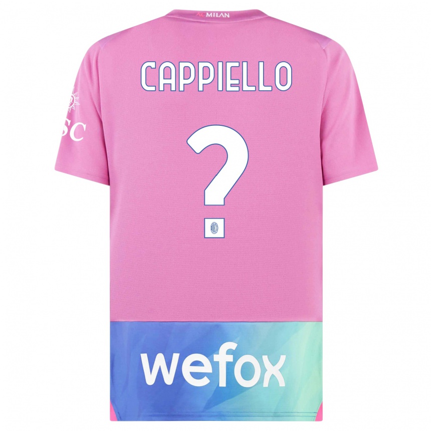 キッズフットボールフラビオ・カッピエッロ#0ピンクパープルサードユニフォームシャツ2023/24ジャージーユニフォーム