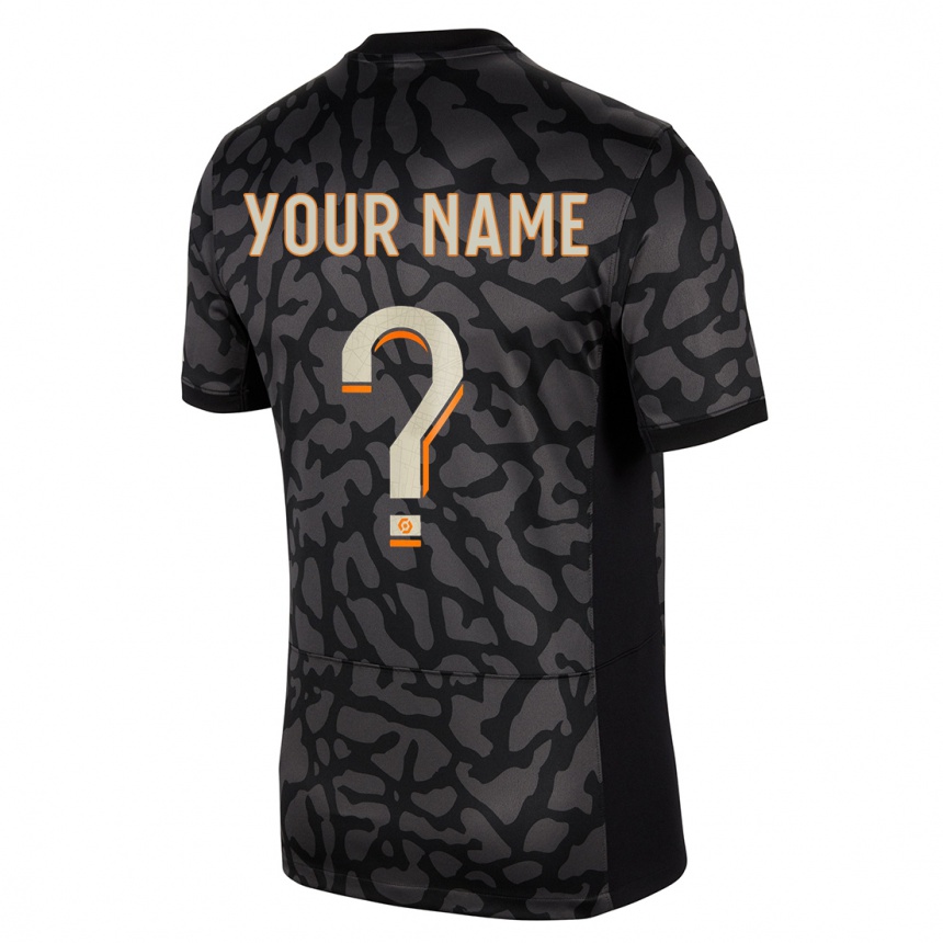 キッズフットボールあなたの名前#0黒サードユニフォームシャツ2023/24ジャージーユニフォーム