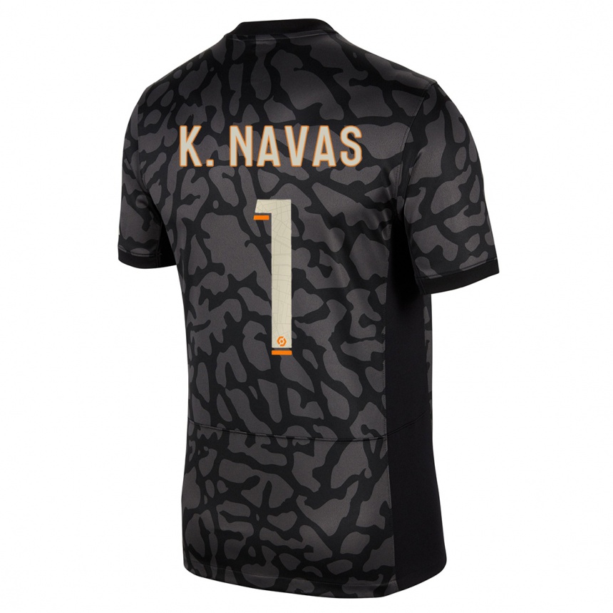 キッズフットボールケイラー・ナバス#1黒サードユニフォームシャツ2023/24ジャージーユニフォーム