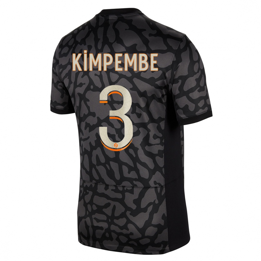 キッズフットボールプレスネル・キンペンベ#3黒サードユニフォームシャツ2023/24ジャージーユニフォーム