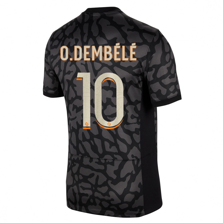 キッズフットボールウスマヌ・デンベレ#10黒サードユニフォームシャツ2023/24ジャージーユニフォーム
