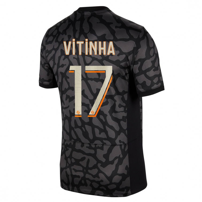 キッズフットボールヴィトール・フェレイラ#17黒サードユニフォームシャツ2023/24ジャージーユニフォーム