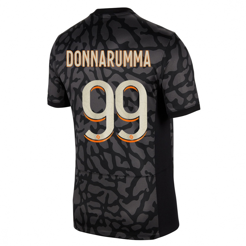 キッズフットボールジャンルイジ・ドンナルンマ#99黒サードユニフォームシャツ2023/24ジャージーユニフォーム