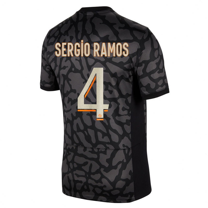 キッズフットボールセルヒオ・ラモス#4黒サードユニフォームシャツ2023/24ジャージーユニフォーム