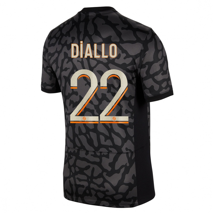 キッズフットボールアブドゥ・ディアロ#22黒サードユニフォームシャツ2023/24ジャージーユニフォーム