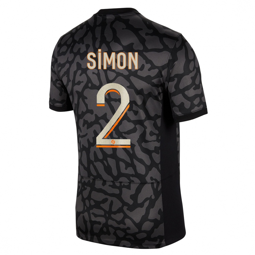 キッズフットボールベネディクト・シモン#2黒サードユニフォームシャツ2023/24ジャージーユニフォーム
