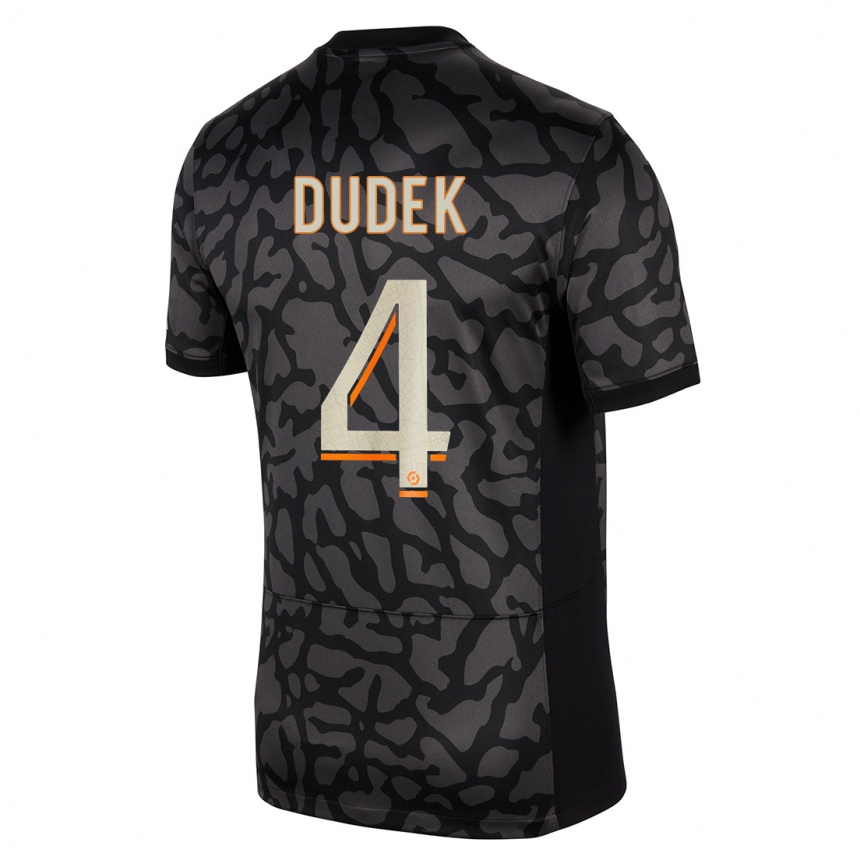 キッズフットボールパウリナ・ドゥデク#4黒サードユニフォームシャツ2023/24ジャージーユニフォーム