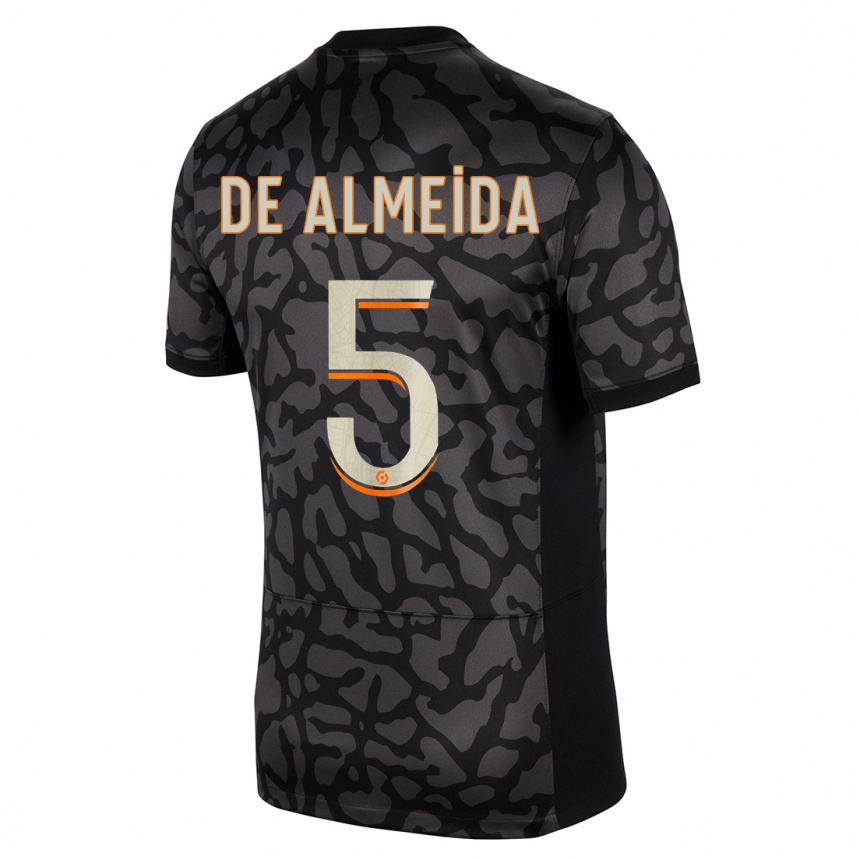 キッズフットボールエリサ・デ・アルメイダ#5黒サードユニフォームシャツ2023/24ジャージーユニフォーム
