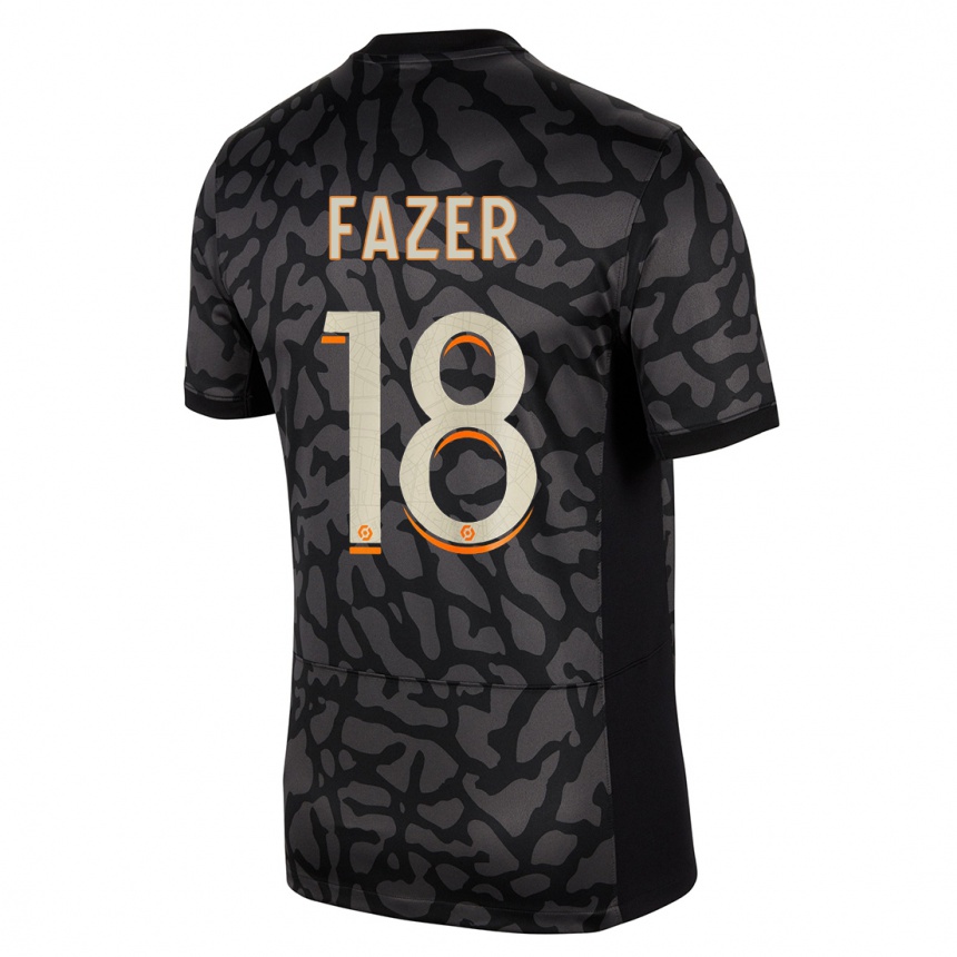 キッズフットボールローリナ・ファゼール#18黒サードユニフォームシャツ2023/24ジャージーユニフォーム