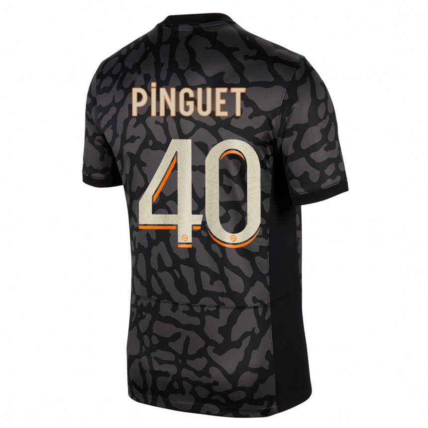 キッズフットボールアリス・ピンゲット#40黒サードユニフォームシャツ2023/24ジャージーユニフォーム