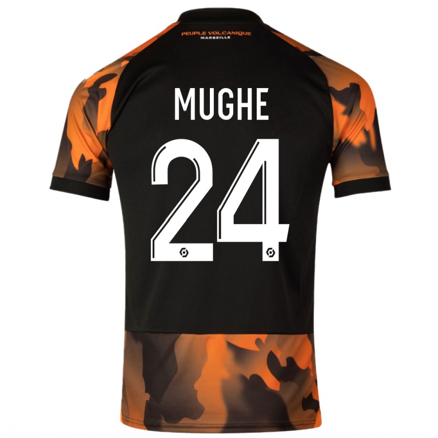キッズフットボールフランコイス・レギス・ムグヘ#24ブラックオレンジサードユニフォームシャツ2023/24ジャージーユニフォーム