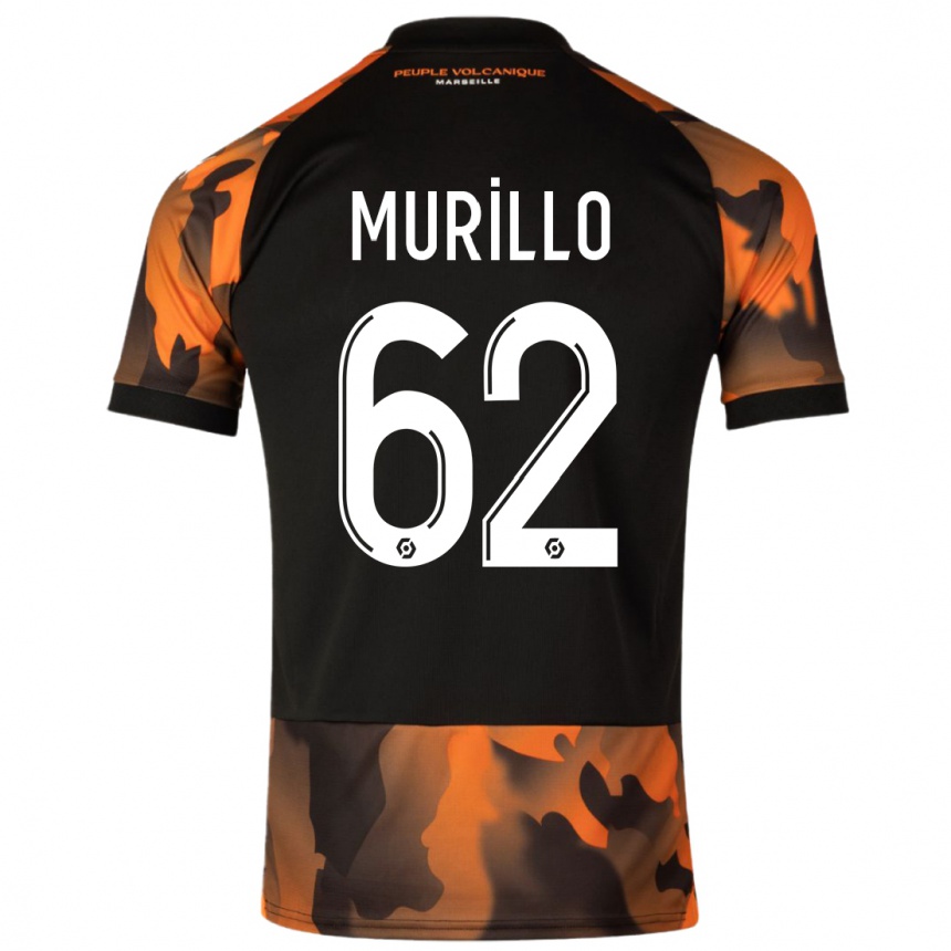 キッズフットボールミゲル・ムリーリョ#62ブラックオレンジサードユニフォームシャツ2023/24ジャージーユニフォーム