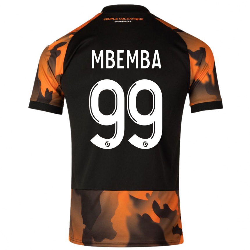 キッズフットボールシャンセル・ムベンバ#99ブラックオレンジサードユニフォームシャツ2023/24ジャージーユニフォーム