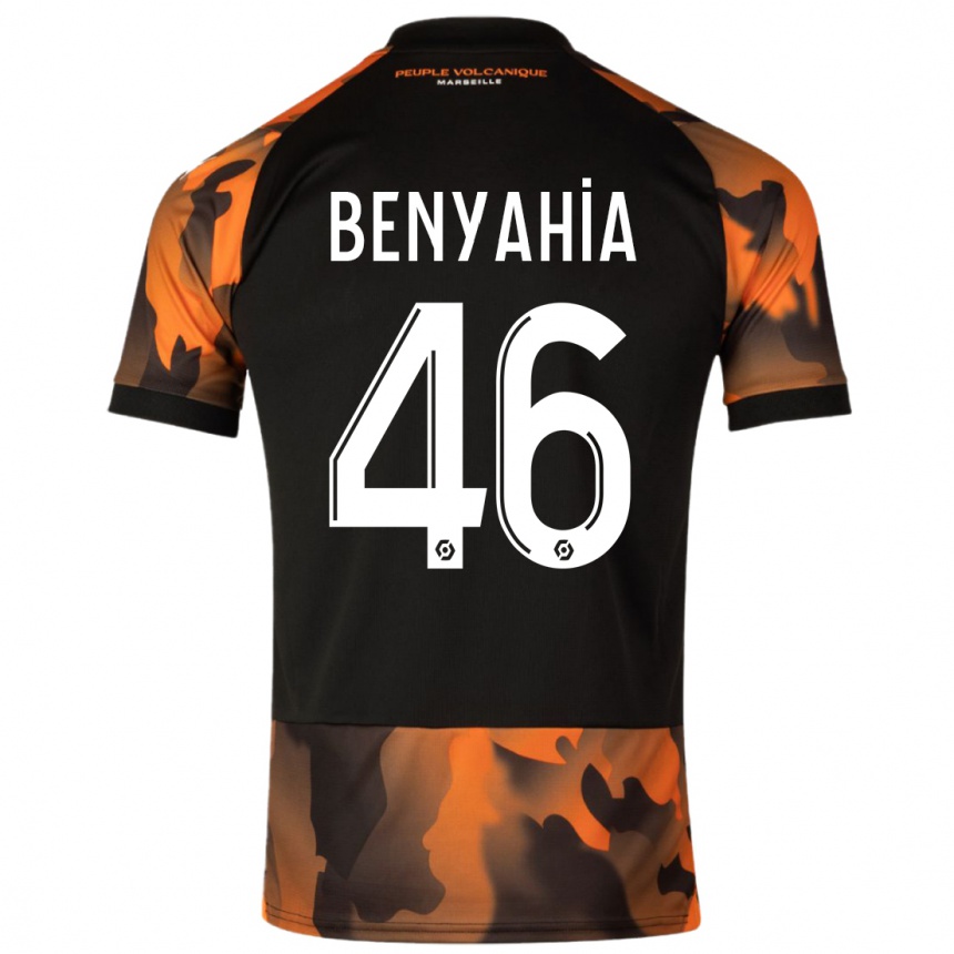 キッズフットボールアイハン・ベンヤヒア=タニ#46ブラックオレンジサードユニフォームシャツ2023/24ジャージーユニフォーム