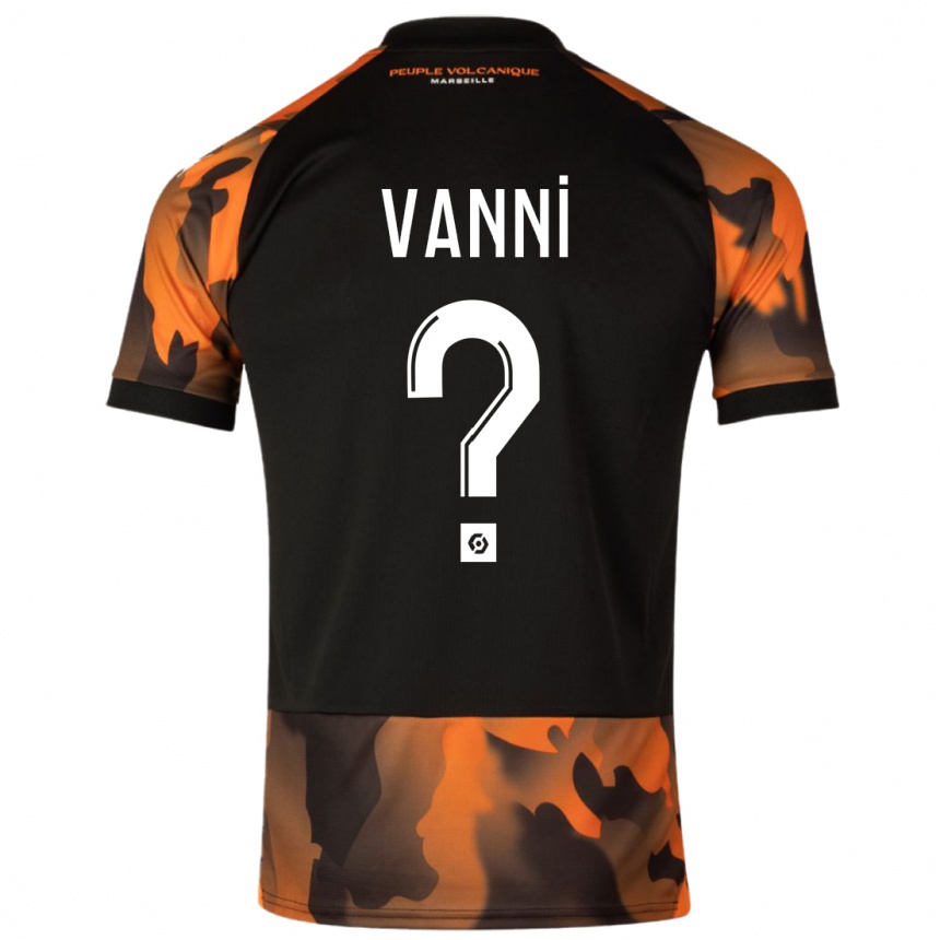 キッズフットボールファビオ・ヴァンニ#0ブラックオレンジサードユニフォームシャツ2023/24ジャージーユニフォーム