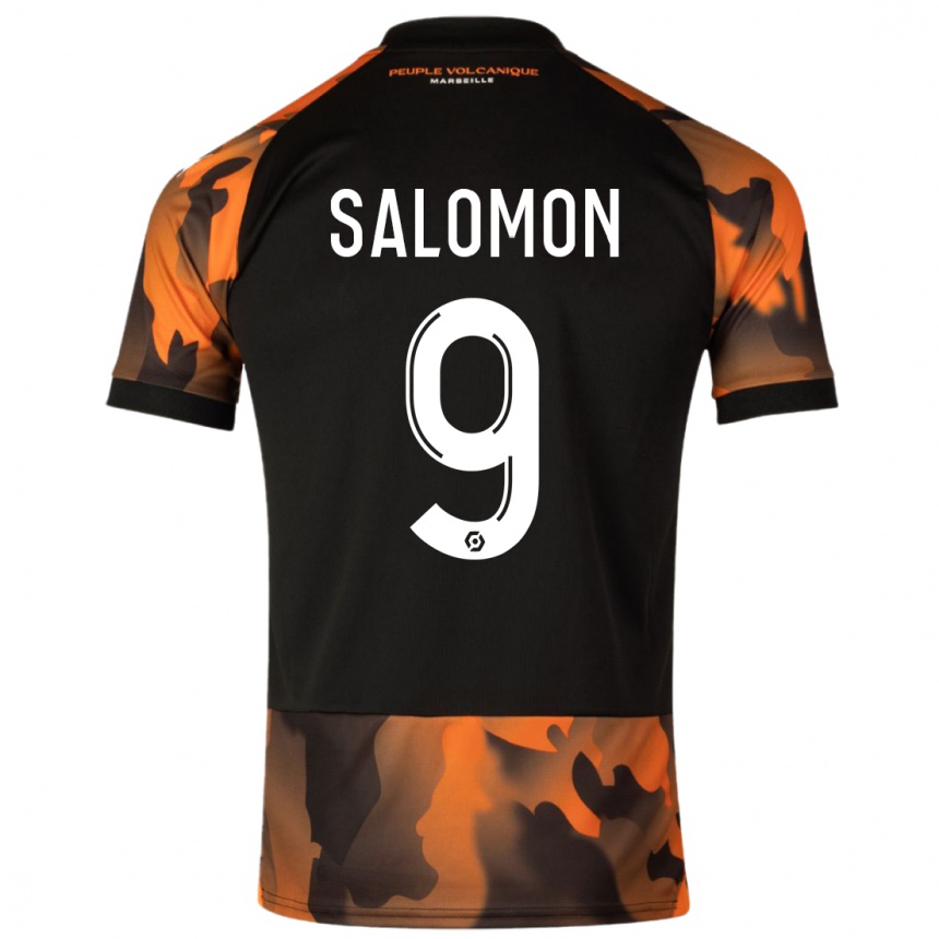キッズフットボールマエバ サロモン#9ブラックオレンジサードユニフォームシャツ2023/24ジャージーユニフォーム