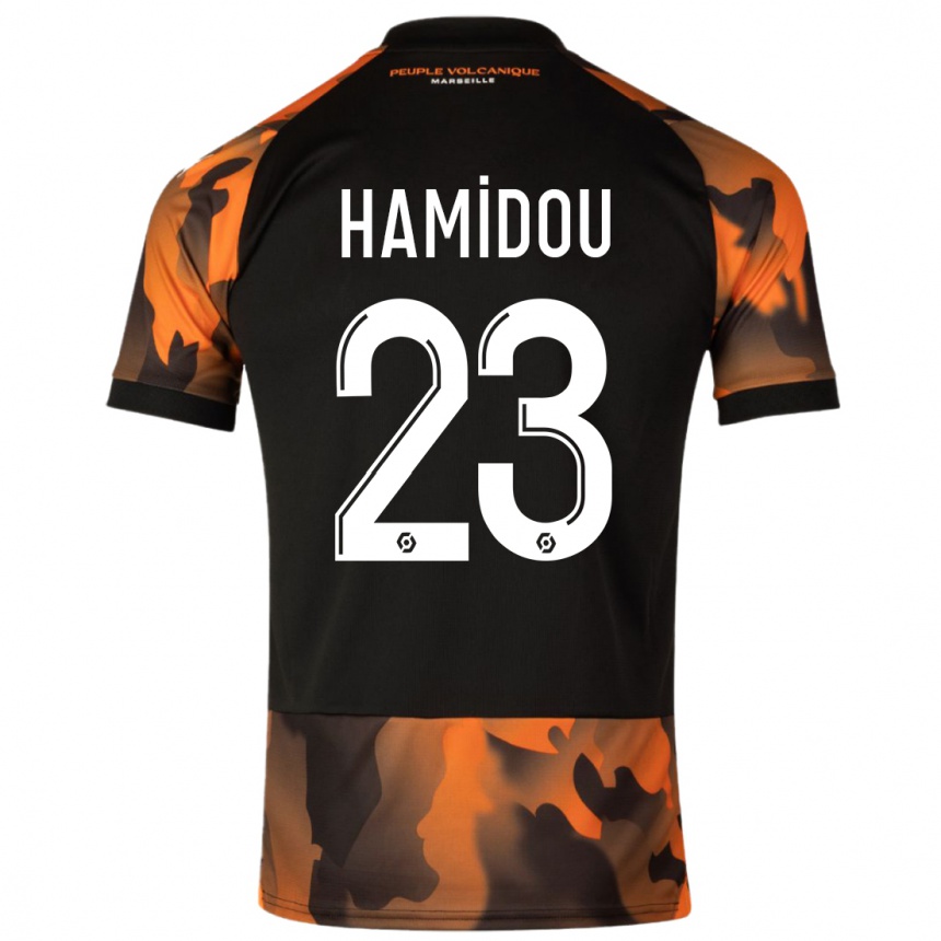 キッズフットボールジャミラ・ハミドゥ#23ブラックオレンジサードユニフォームシャツ2023/24ジャージーユニフォーム