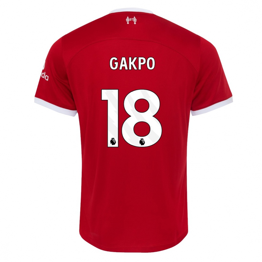 メンズフットボールコーディ・ガクポ#18赤ホームシャツ2023/24ジャージーユニフォーム