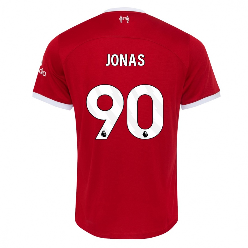 メンズフットボールリー・ジョナス#90赤ホームシャツ2023/24ジャージーユニフォーム