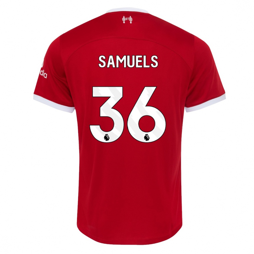 メンズフットボールケロンサミュエルズ#36赤ホームシャツ2023/24ジャージーユニフォーム
