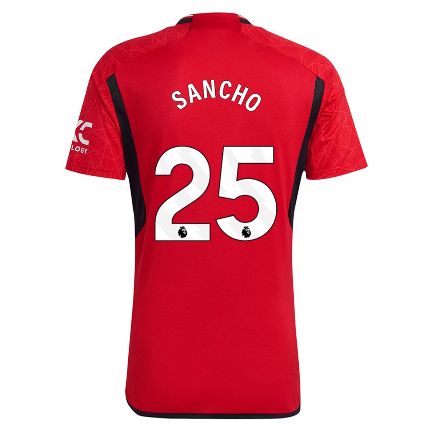 メンズフットボールジェイドン・サンチョ#25赤ホームシャツ2023/24ジャージーユニフォーム