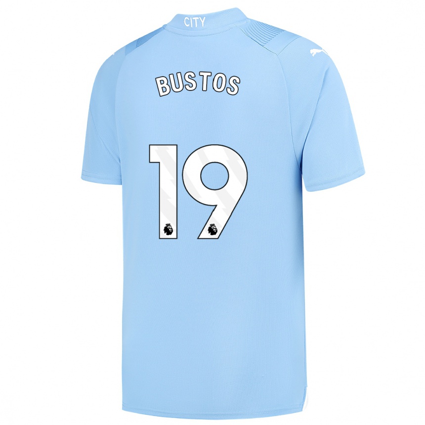 メンズフットボールナウエル・ブストス#19ライトブルーホームシャツ2023/24ジャージーユニフォーム