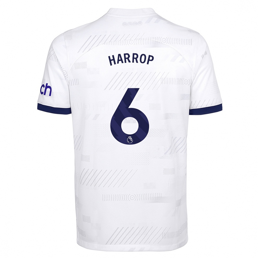 メンズフットボールケリス・ハロップ#6白ホームシャツ2023/24ジャージーユニフォーム