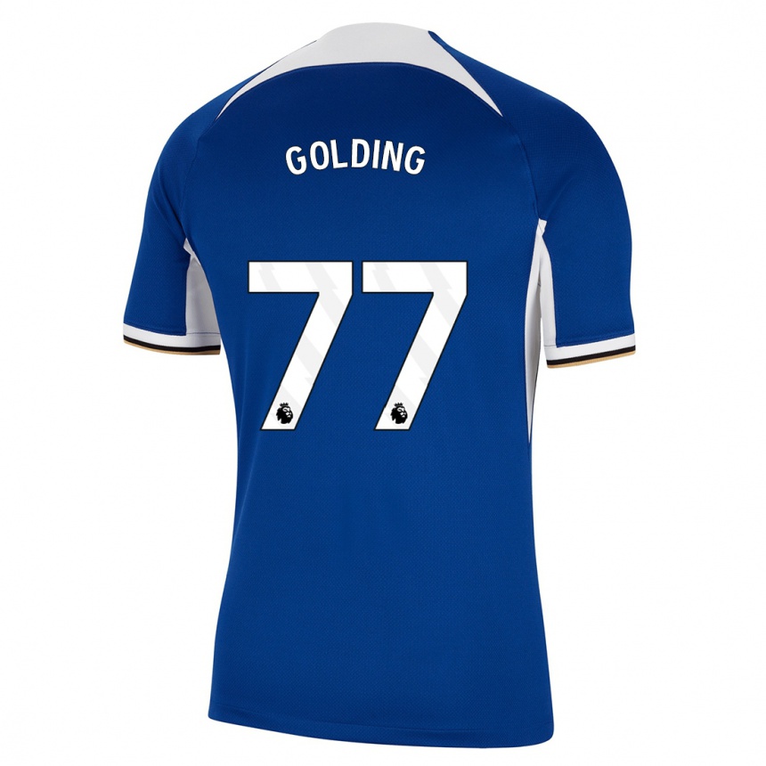 メンズフットボールマイケルゴールディング#77青ホームシャツ2023/24ジャージーユニフォーム