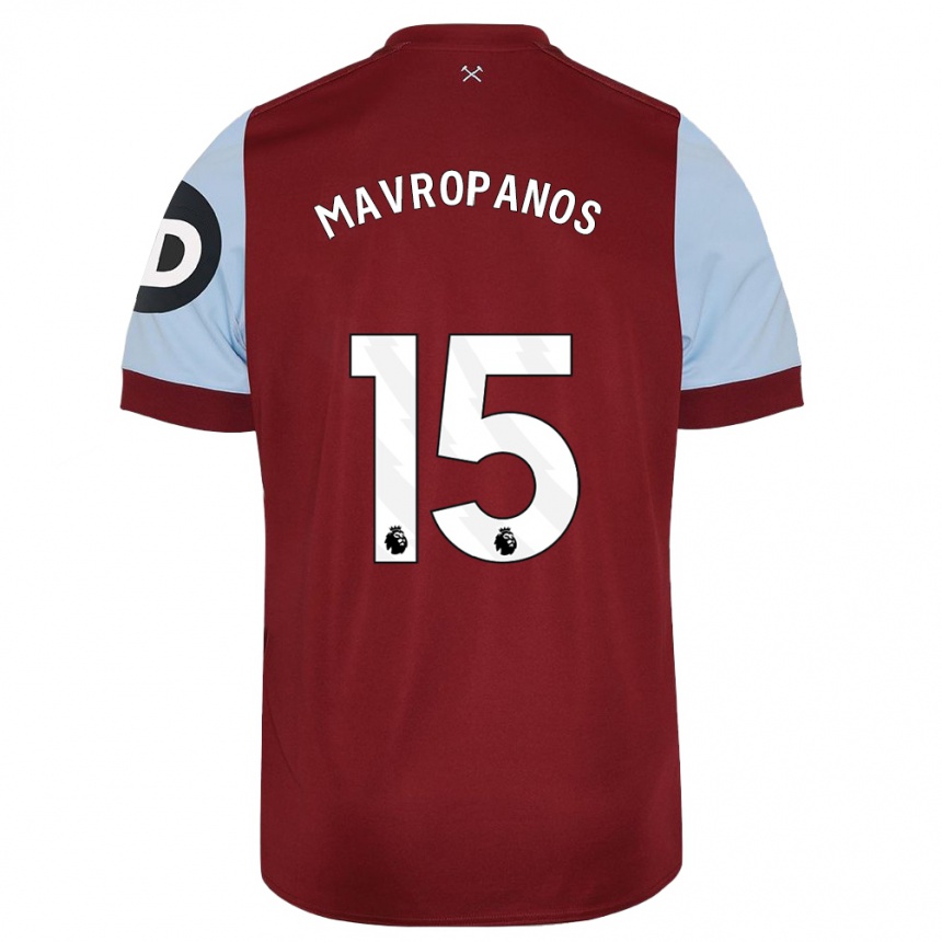 メンズフットボールコンスタンティノス・マヴロパノス#15マルーンホームシャツ2023/24ジャージーユニフォーム
