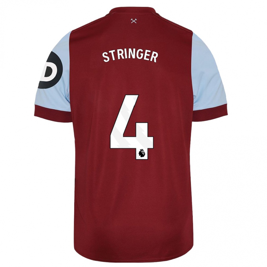 メンズフットボールアビー・リー・ストリンガー#4マルーンホームシャツ2023/24ジャージーユニフォーム