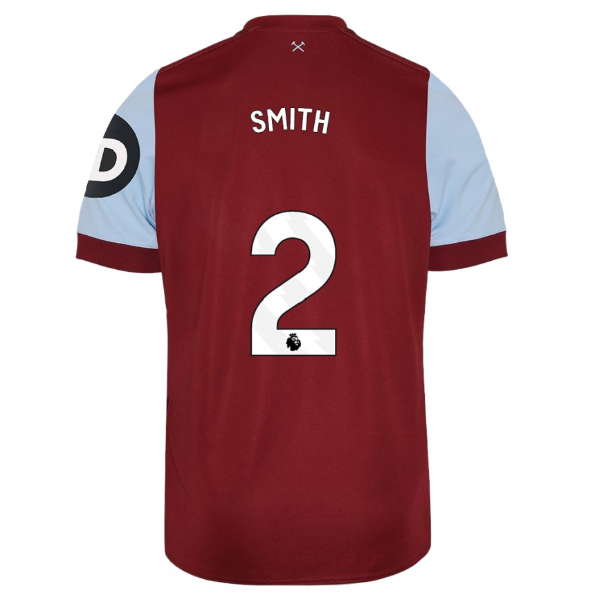 メンズフットボールカースティ・スミス#2マルーンホームシャツ2023/24ジャージーユニフォーム