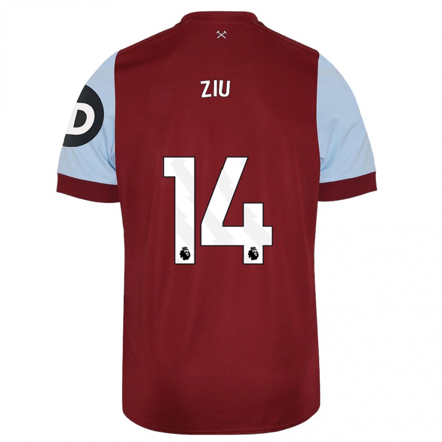 メンズフットボールジェシカ・ジウ#14マルーンホームシャツ2023/24ジャージーユニフォーム