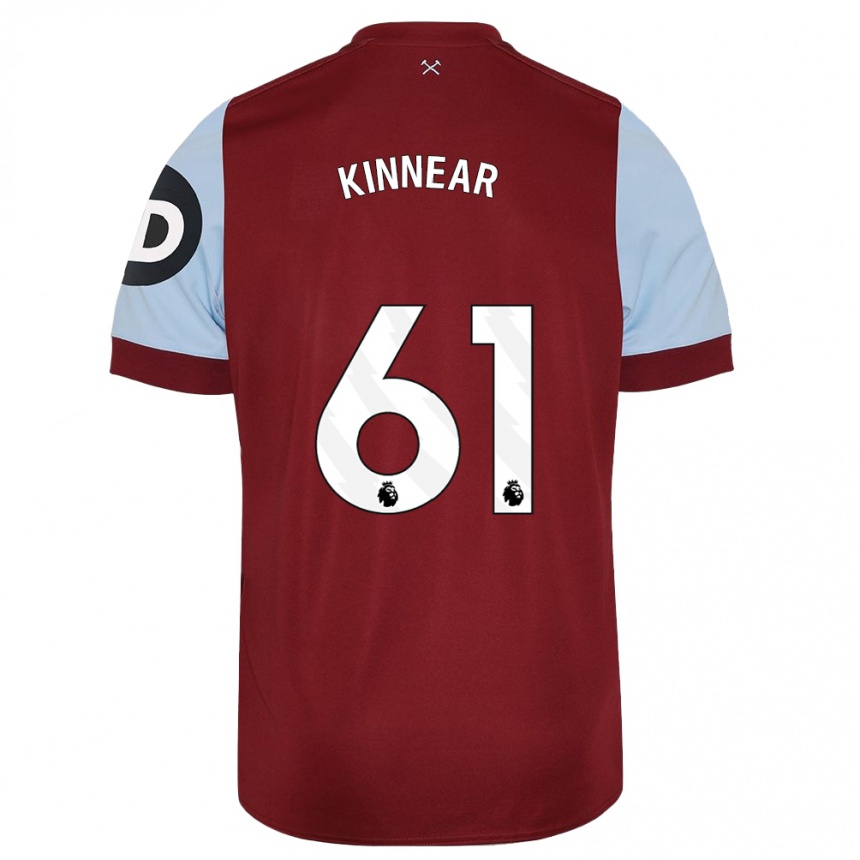 メンズフットボールブライアン・キニア#61マルーンホームシャツ2023/24ジャージーユニフォーム