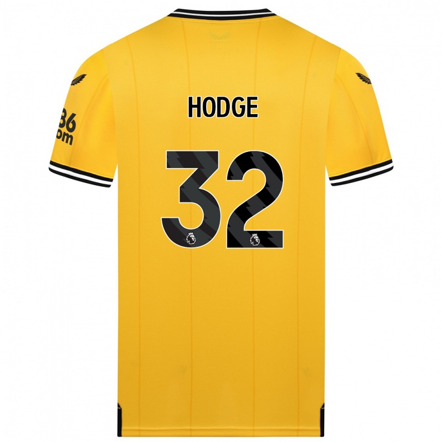 メンズフットボールジョーホッジ#32黄色ホームシャツ2023/24ジャージーユニフォーム