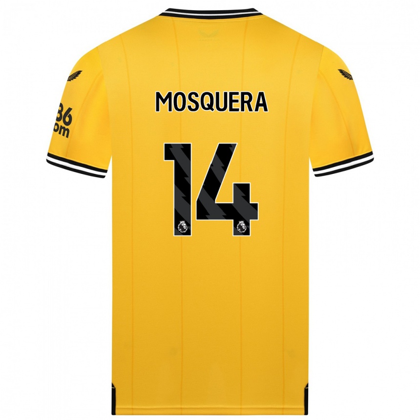 メンズフットボールジェルソン・モスケラ#14黄色ホームシャツ2023/24ジャージーユニフォーム